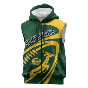 Personalised South Africa Rugby Sleeveless Zip Hoodie Bokke Champions Sporty Dynamics - African Pride