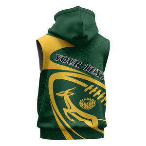 Personalised South Africa Rugby Sleeveless Zip Hoodie Bokke Champions Sporty Dynamics - African Pride