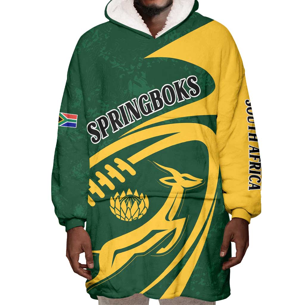 Personalised South Africa Rugby Wearable Blanket Hoodie Bokke Champions Sporty Dynamics