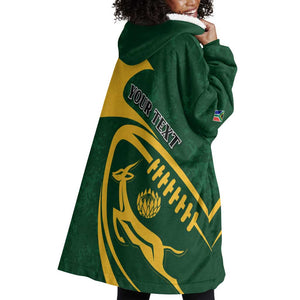 Personalised South Africa Rugby Wearable Blanket Hoodie Bokke Champions Sporty Dynamics