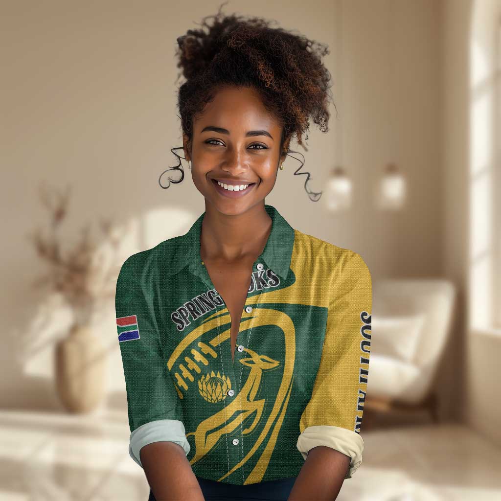 Personalised South Africa Rugby Women Casual Shirt Bokke Champions Sporty Dynamics