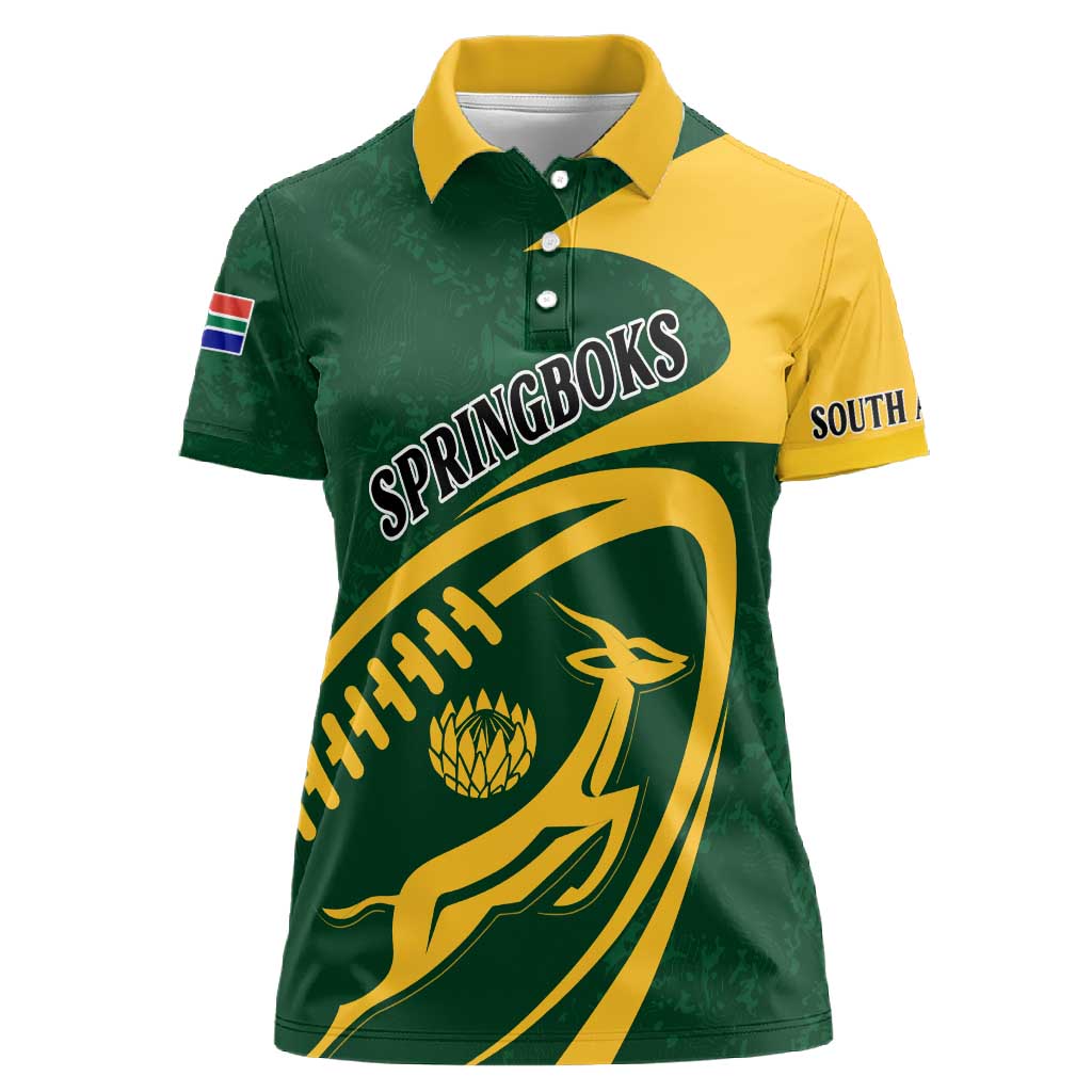 Personalised South Africa Rugby Women Polo Shirt Bokke Champions Sporty Dynamics