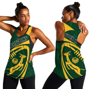 Personalised South Africa Rugby Women Racerback Tank Bokke Champions Sporty Dynamics