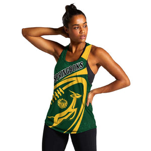 Personalised South Africa Rugby Women Racerback Tank Bokke Champions Sporty Dynamics