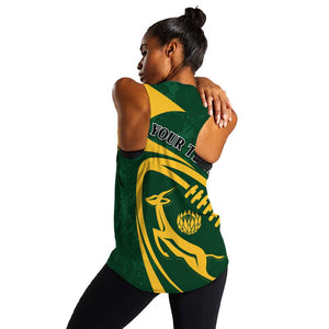 Personalised South Africa Rugby Women Racerback Tank Bokke Champions Sporty Dynamics