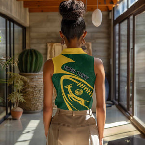 Personalised South Africa Rugby Women Sleeveless Polo Shirt Bokke Champions Sporty Dynamics