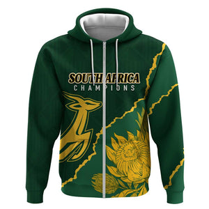 Personalised South Africa Rugby 2023 Hoodie Bokke Champions Kente Ethnic