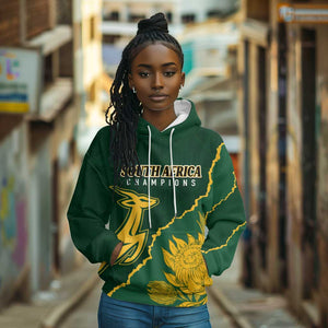 Personalised South Africa Rugby 2023 Hoodie Bokke Champions Kente Ethnic