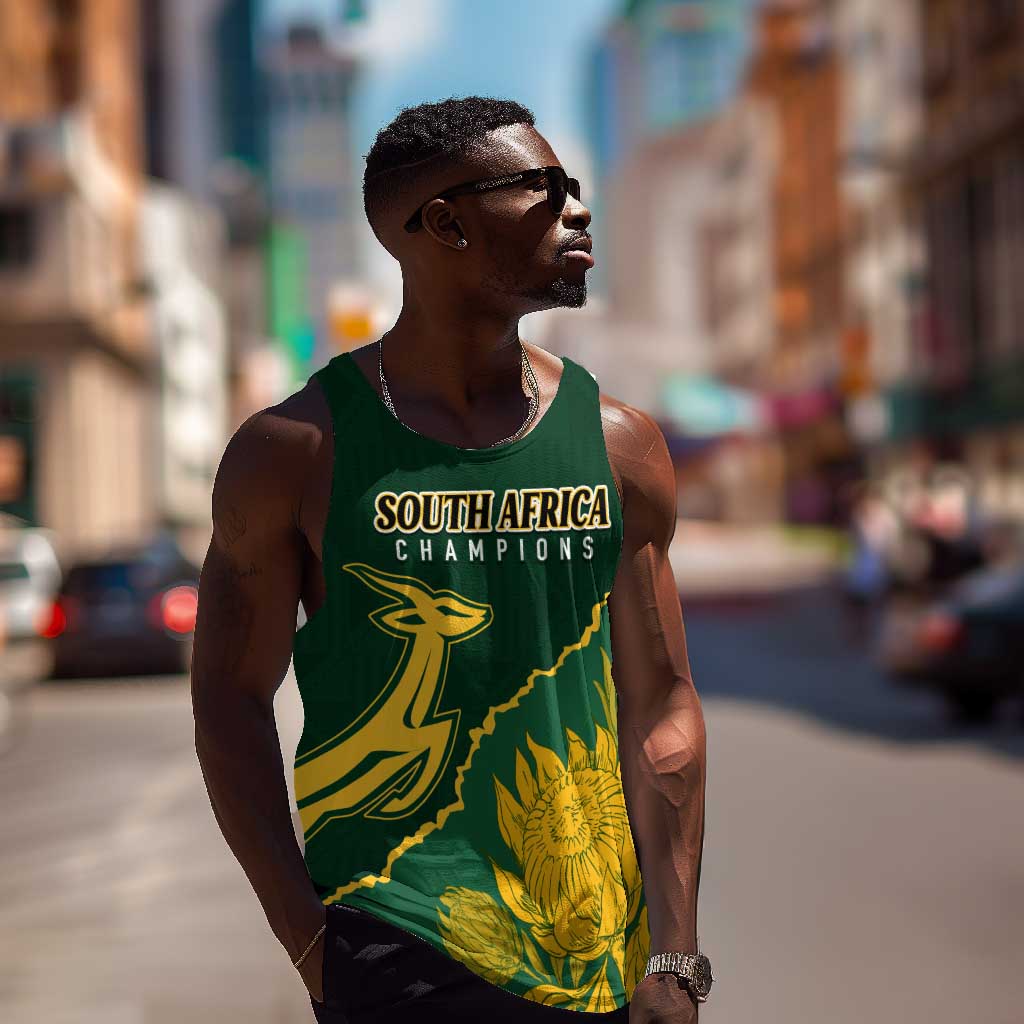 Personalised South Africa Rugby 2023 Men Tank Top Bokke Champions Kente Ethnic