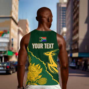 Personalised South Africa Rugby 2023 Men Tank Top Bokke Champions Kente Ethnic