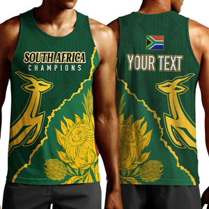 Personalised South Africa Rugby 2023 Men Tank Top Bokke Champions Kente Ethnic