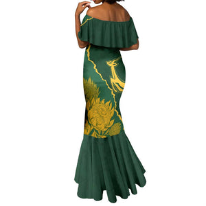 Personalised South Africa Rugby 2023 Mermaid Dress Bokke Champions Kente Ethnic