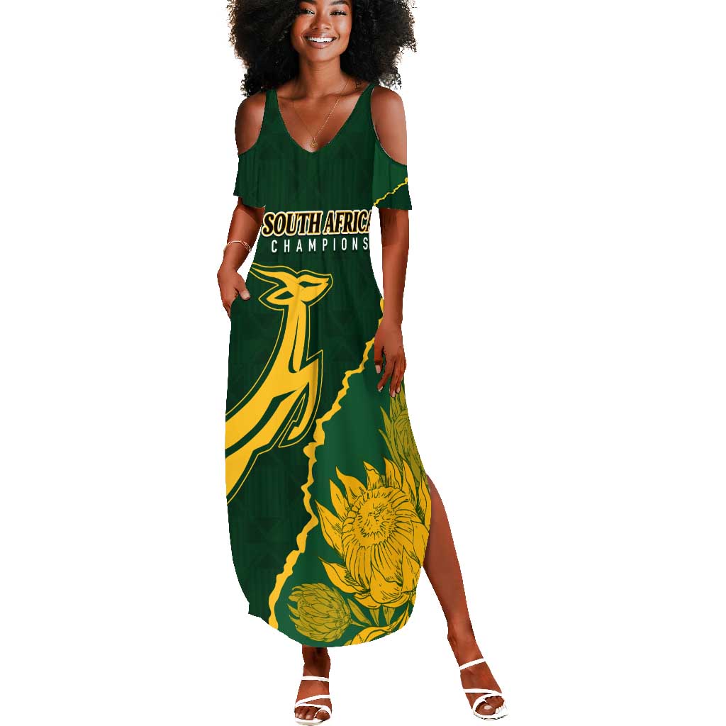 Personalised South Africa Rugby 2023 Summer Maxi Dress Bokke Champions Kente Ethnic