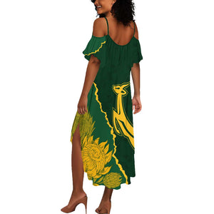 Personalised South Africa Rugby 2023 Summer Maxi Dress Bokke Champions Kente Ethnic