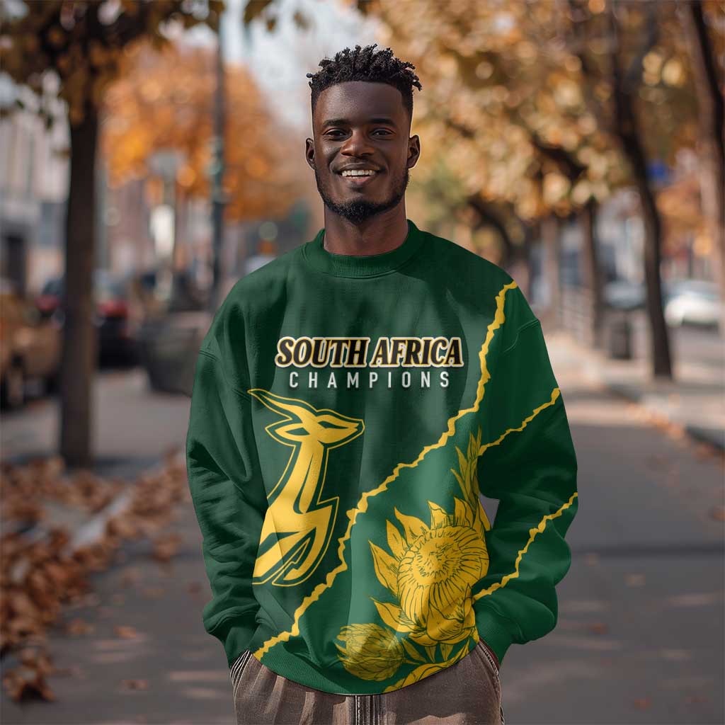 Personalised South Africa Rugby 2023 Sweatshirt Bokke Champions Kente Ethnic