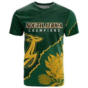 Personalised South Africa Rugby 2023 T shirt Bokke Champions Kente Ethnic