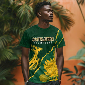 Personalised South Africa Rugby 2023 T shirt Bokke Champions Kente Ethnic