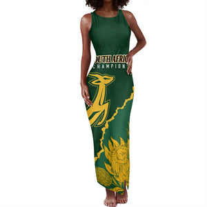 Personalised South Africa Rugby 2023 Tank Maxi Dress Bokke Champions Kente Ethnic