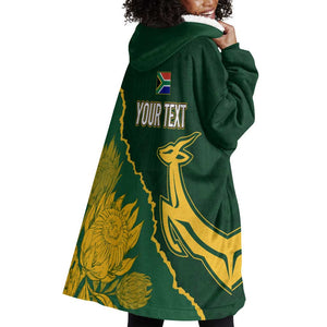 Personalised South Africa Rugby 2023 Wearable Blanket Hoodie Bokke Champions Kente Ethnic