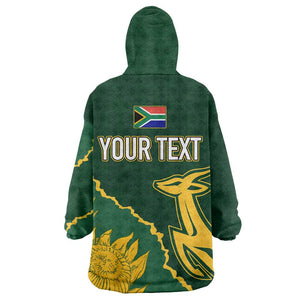 Personalised South Africa Rugby 2023 Wearable Blanket Hoodie Bokke Champions Kente Ethnic