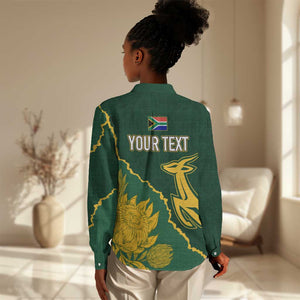 Personalised South Africa Rugby 2023 Women Casual Shirt Bokke Champions Kente Ethnic