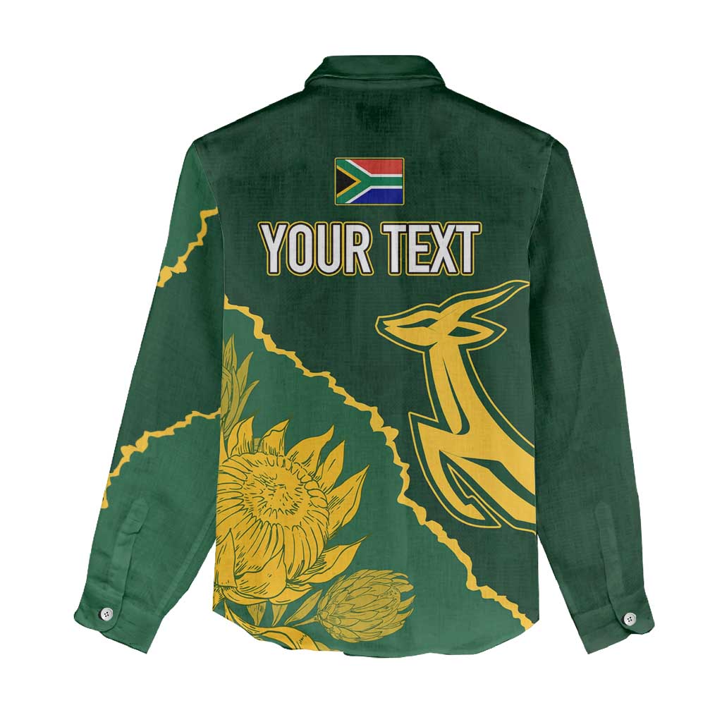 Personalised South Africa Rugby 2023 Women Casual Shirt Bokke Champions Kente Ethnic LT7