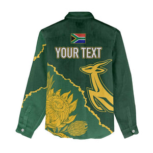 Personalised South Africa Rugby 2023 Women Casual Shirt Bokke Champions Kente Ethnic