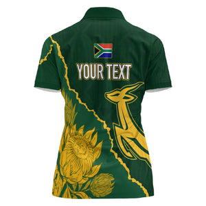 Personalised South Africa Rugby 2023 Women Polo Shirt Bokke Champions Kente Ethnic