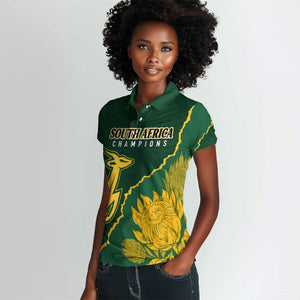 Personalised South Africa Rugby 2023 Women Polo Shirt Bokke Champions Kente Ethnic