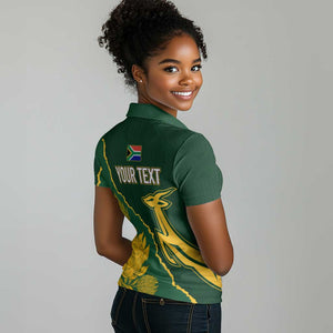 Personalised South Africa Rugby 2023 Women Polo Shirt Bokke Champions Kente Ethnic LT7