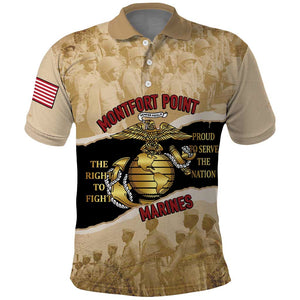 Montfort Point Marines Polo Shirt African American First To Fight Prejudice
