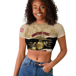 Montfort Point Marines Raglan Cropped T shirt African American First To Fight Prejudice