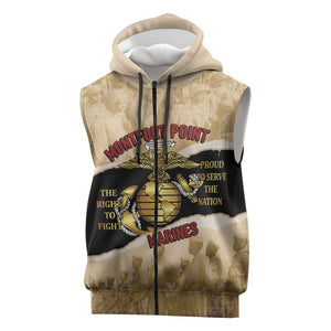 Montfort Point Marines Sleeveless Zip Hoodie African American First To Fight Prejudice