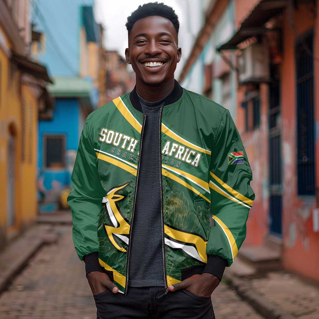 South Africa Rugby Personalized Bokke Bomber Jacket Springboks - Stronger Together - African Pride