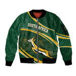 South Africa Rugby Personalized Bokke Sleeve Zip Bomber Jacket Springboks - Stronger Together - African Pride