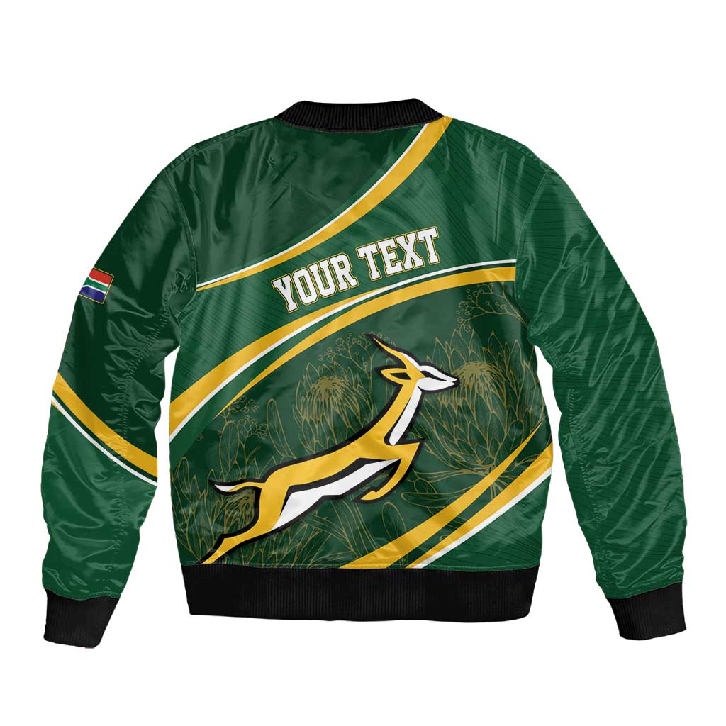 South Africa Rugby Personalized Bokke Sleeve Zip Bomber Jacket Springboks - Stronger Together - African Pride
