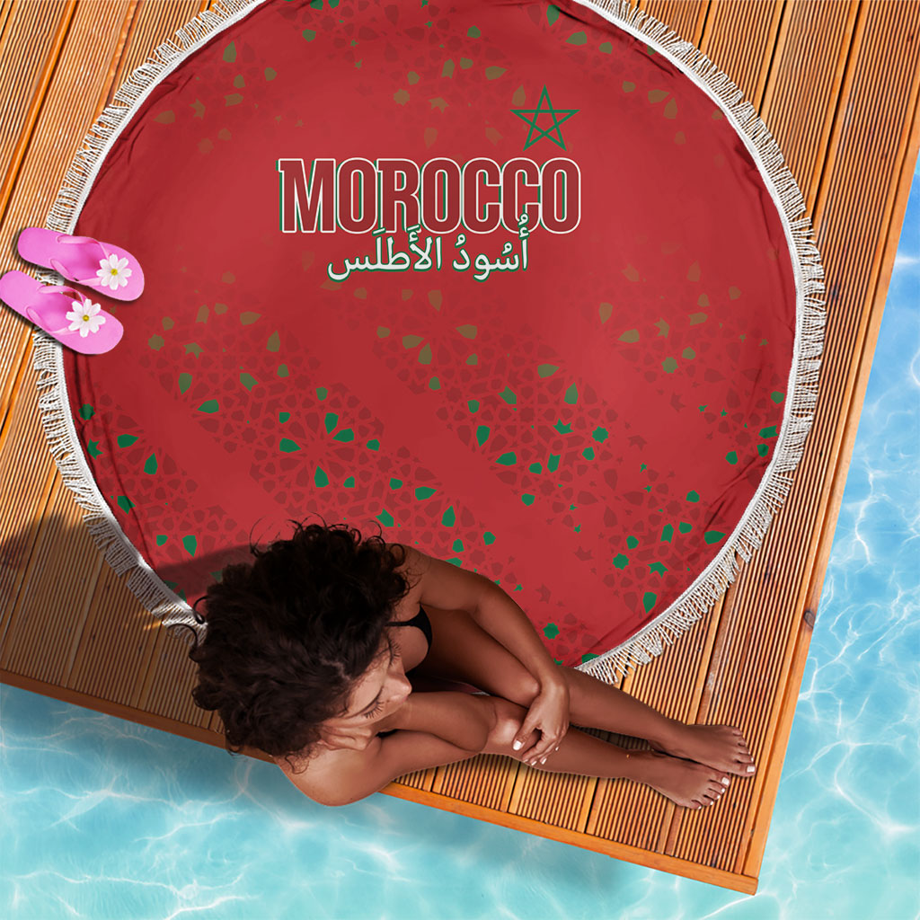 Morocco Football Atlas Lionesses Beach Blanket Arabesque Motif