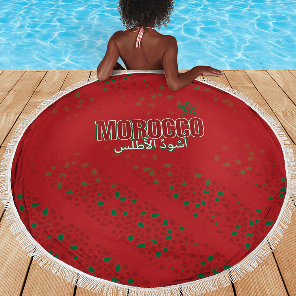 Morocco Football Atlas Lionesses Beach Blanket Arabesque Motif