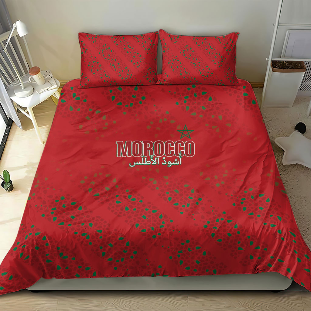 Morocco Football Atlas Lionesses Bedding Set Arabesque Motif