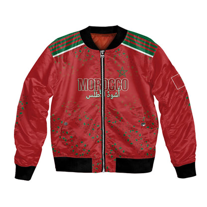 Morocco Football Atlas Lionesses Custom Bomber Jacket Arabesque Motif