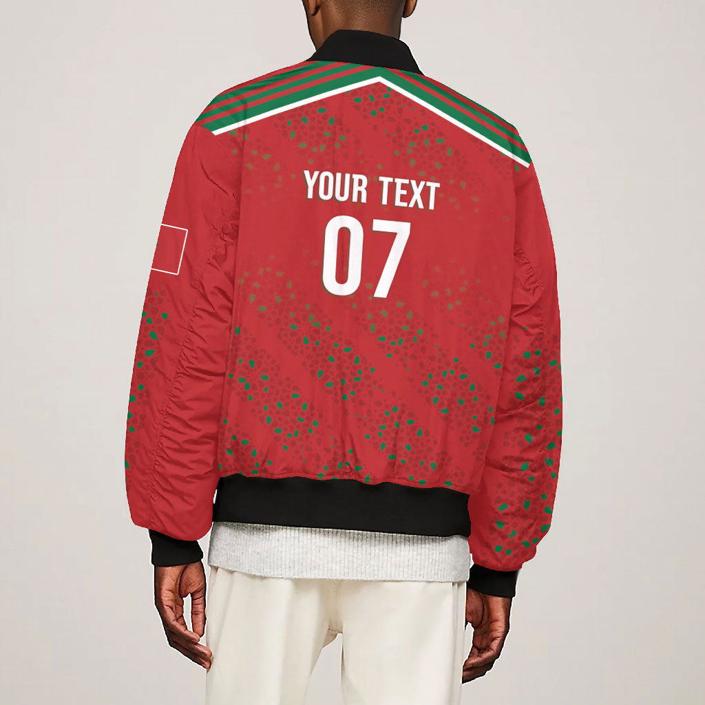 Morocco Football Atlas Lionesses Custom Bomber Jacket Arabesque Motif