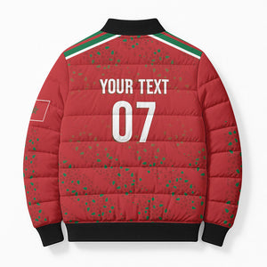 Morocco Football Atlas Lionesses Custom Bomber Puffer Jacket Arabesque Motif