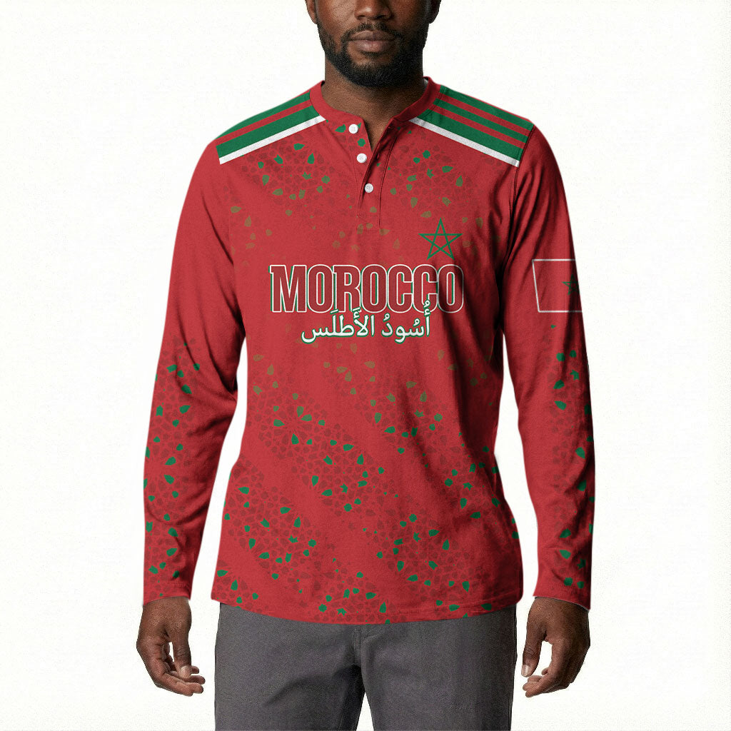 Morocco Football Atlas Lionesses Custom Button Sweatshirt Arabesque Motif