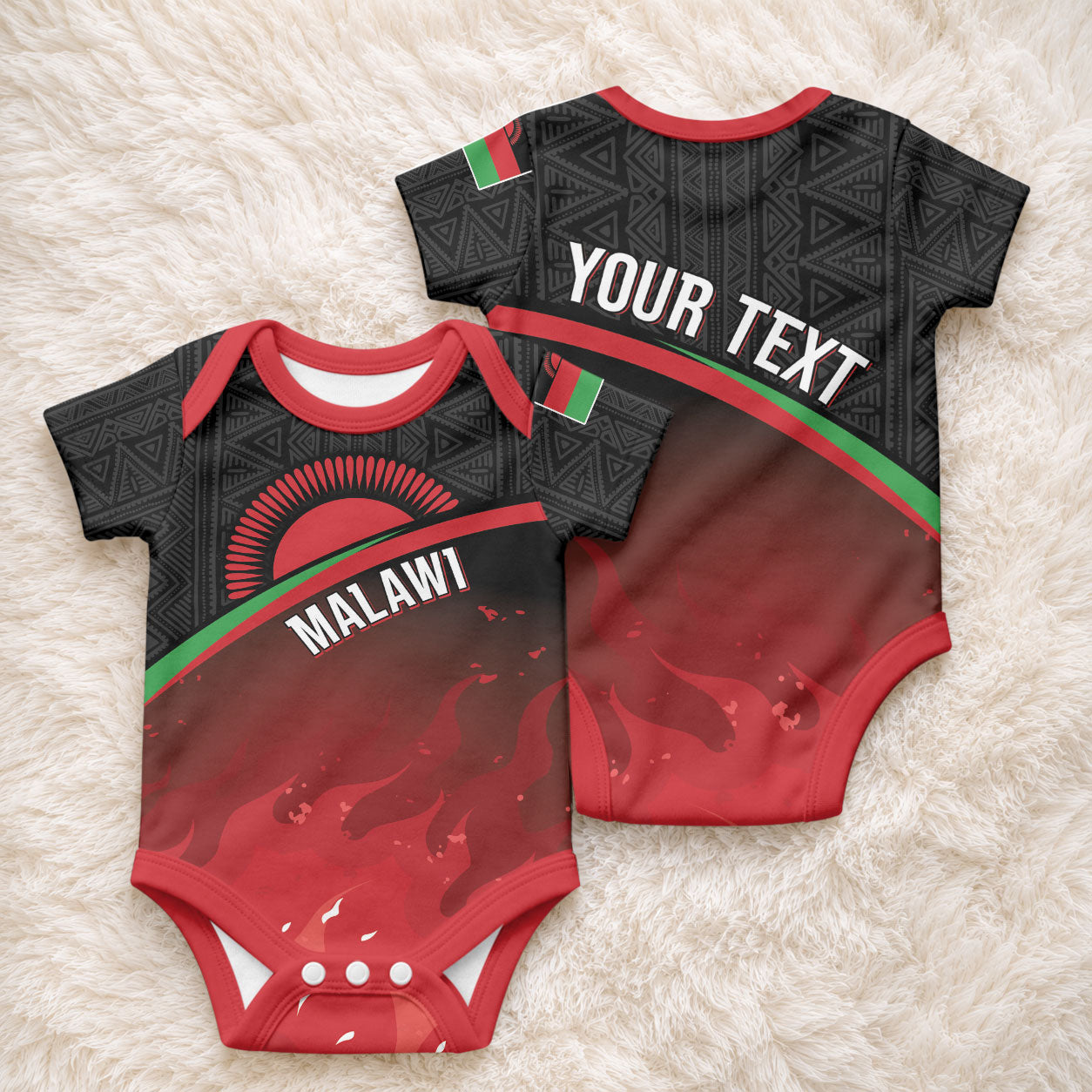 Malawi Football Personalized Blazing Fires Baby Onesie Scorchers Fighting
