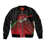 Malawi Football Personalized Blazing Fires Sleeve Zip Bomber Jacket Scorchers Fighting