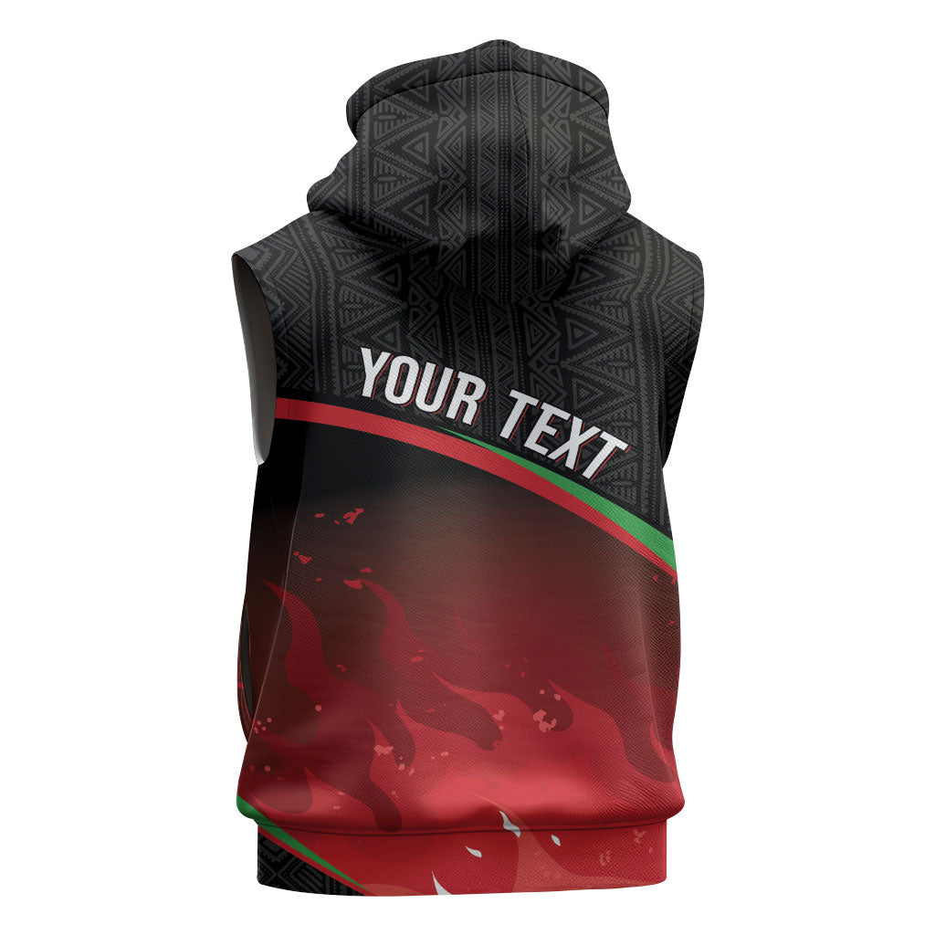 Malawi Football Personalized Blazing Fires Sleeveless Zip Hoodie Scorchers Fighting