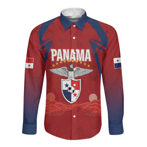 Afro-Panama Football 2026 Custom Long Sleeve Button Shirt La Marea Roja Making History - African Pride