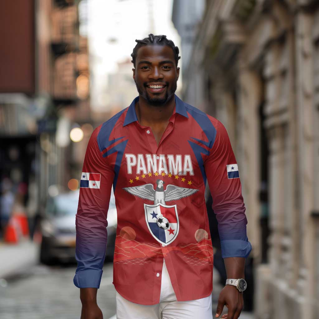 Afro-Panama Football 2026 Custom Long Sleeve Button Shirt La Marea Roja Making History - African Pride