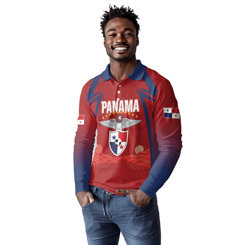 Afro-Panama Football 2026 Custom Long Sleeve Polo Shirt La Marea Roja Making History - African Pride