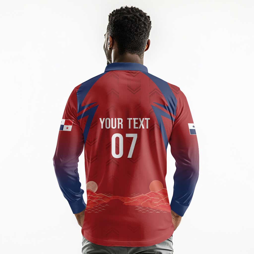 Afro-Panama Football 2026 Custom Long Sleeve Polo Shirt La Marea Roja Making History - African Pride
